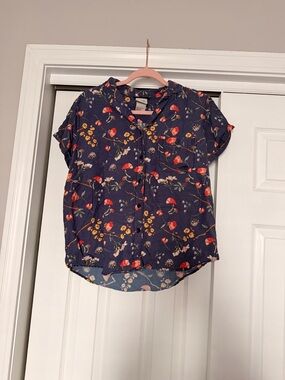 The North Face Navy Floral & Mushroom Short Sleeve Button-Down Shirt